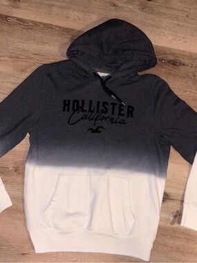 Hollister Ombre Dark Gray to White Pullover Hoodie